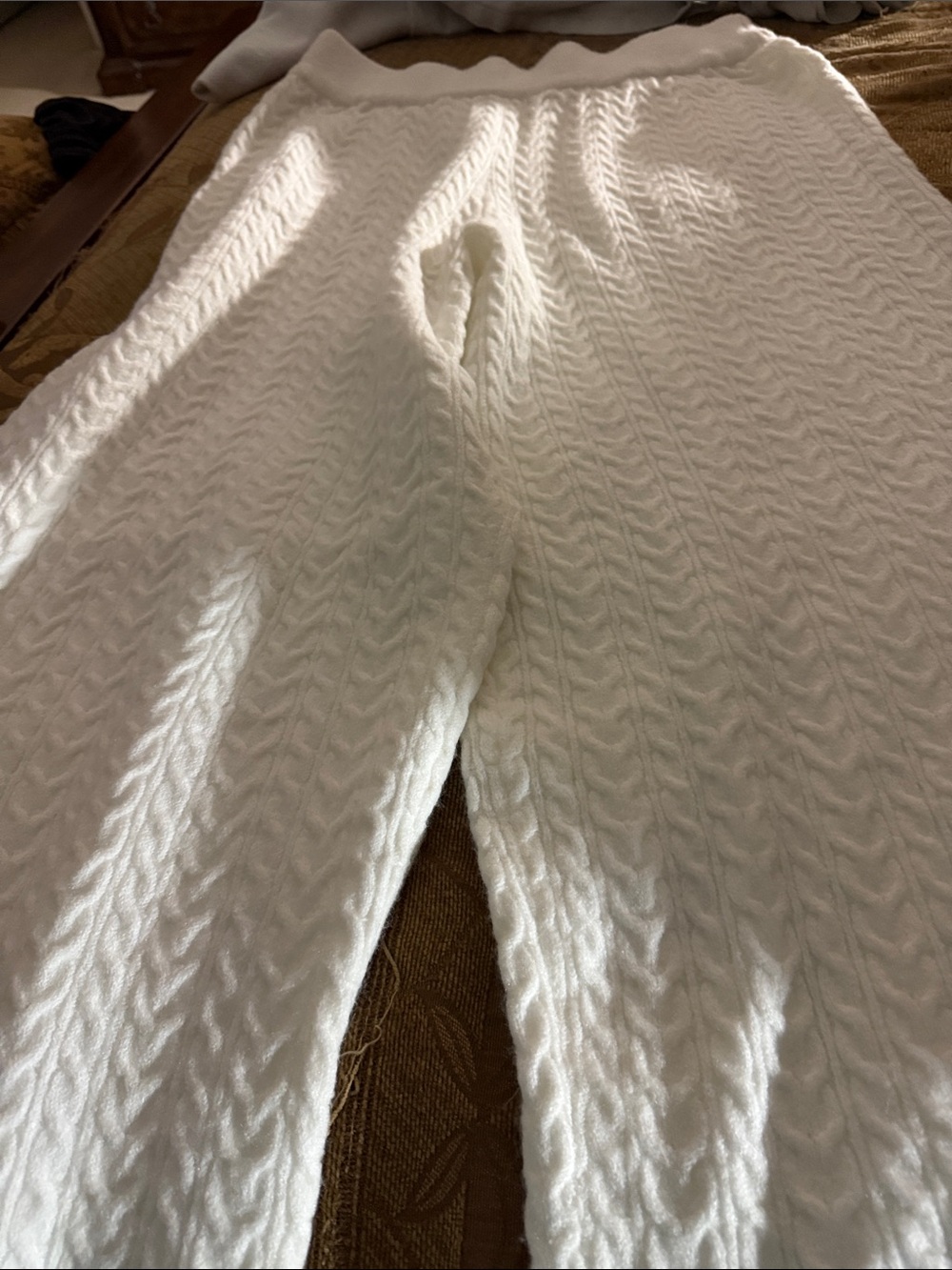 Cozy Cable Knit White women Pants